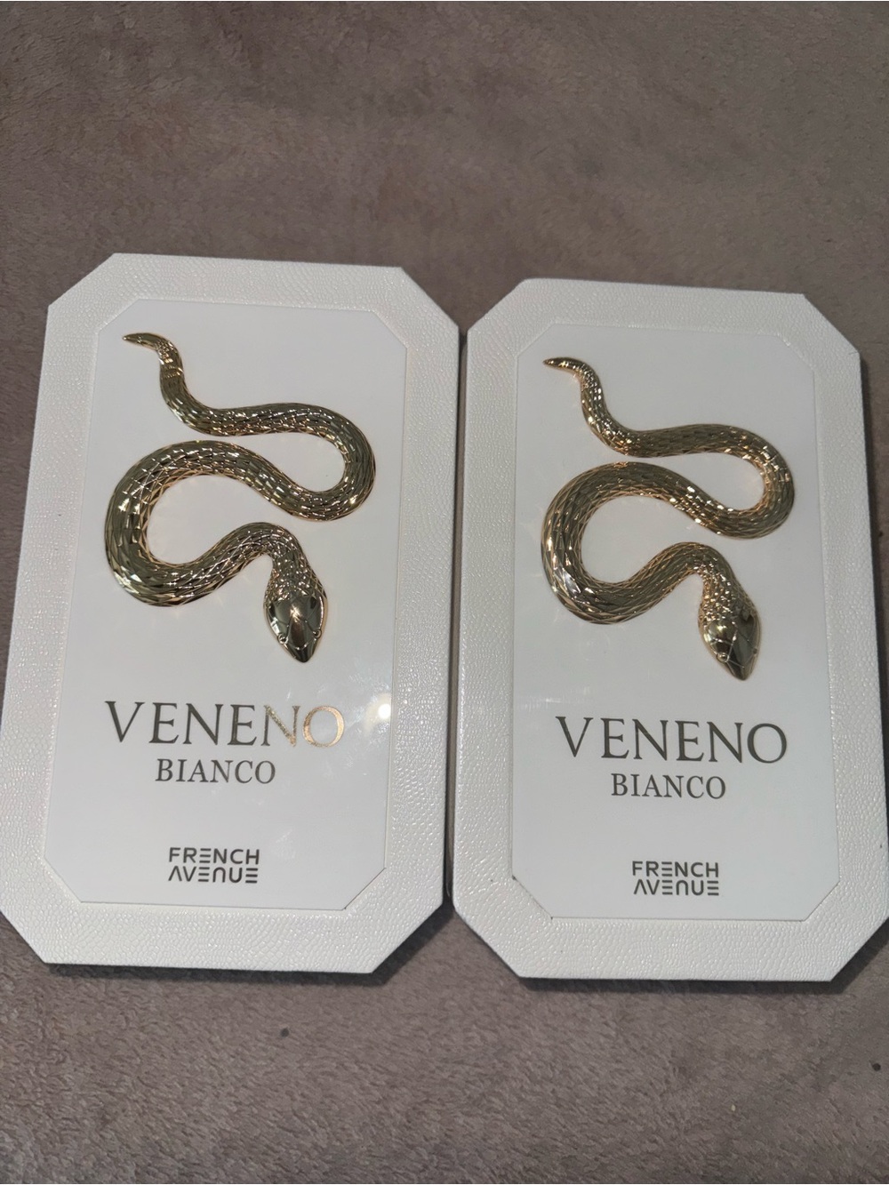 Veneno Bianco Gold Snake Wall Plaque - Set of 2